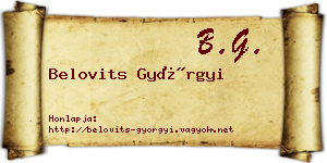 Belovits Györgyi névjegykártya